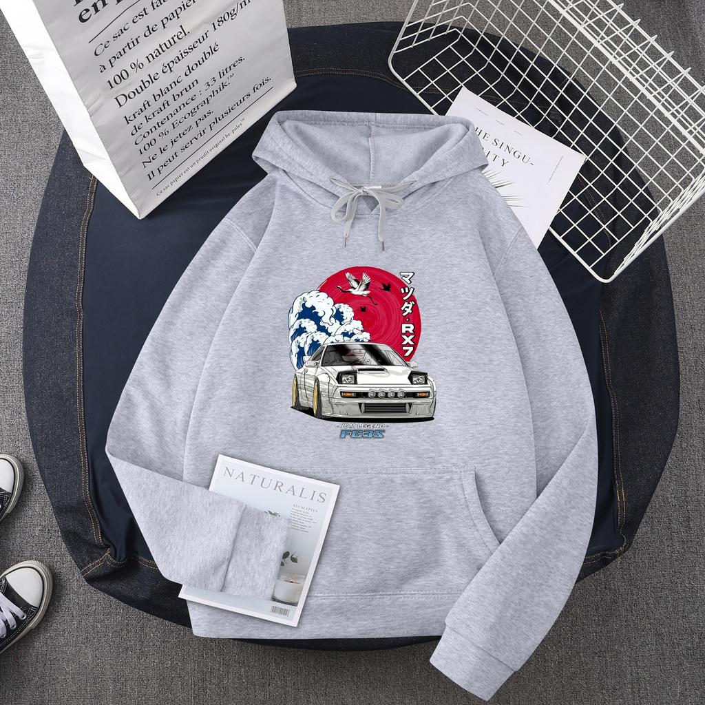 Hot selling anime anime head text D car hooded sweater men sweatshirt JDM car tide