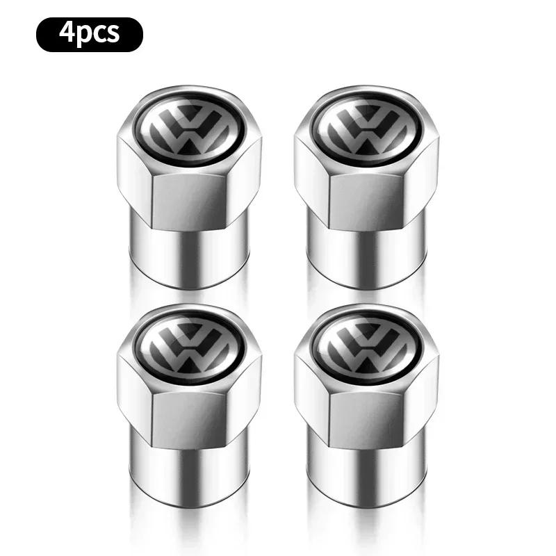 For VW 4PCS Aluminum Alloy Car Wheel Tire Valve Caps For Volkswagen VW GTI R Line R32 Touareg Passat Polo Jetta MK4 Auto Accessories