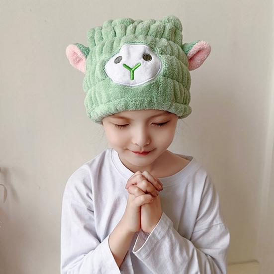 Hair Dry Hat Cartoon Quick-dry Strongly Absorbent Non-shedding Coral Fleece Cute Sheep Dry Hair Towel Bathroom Supplies