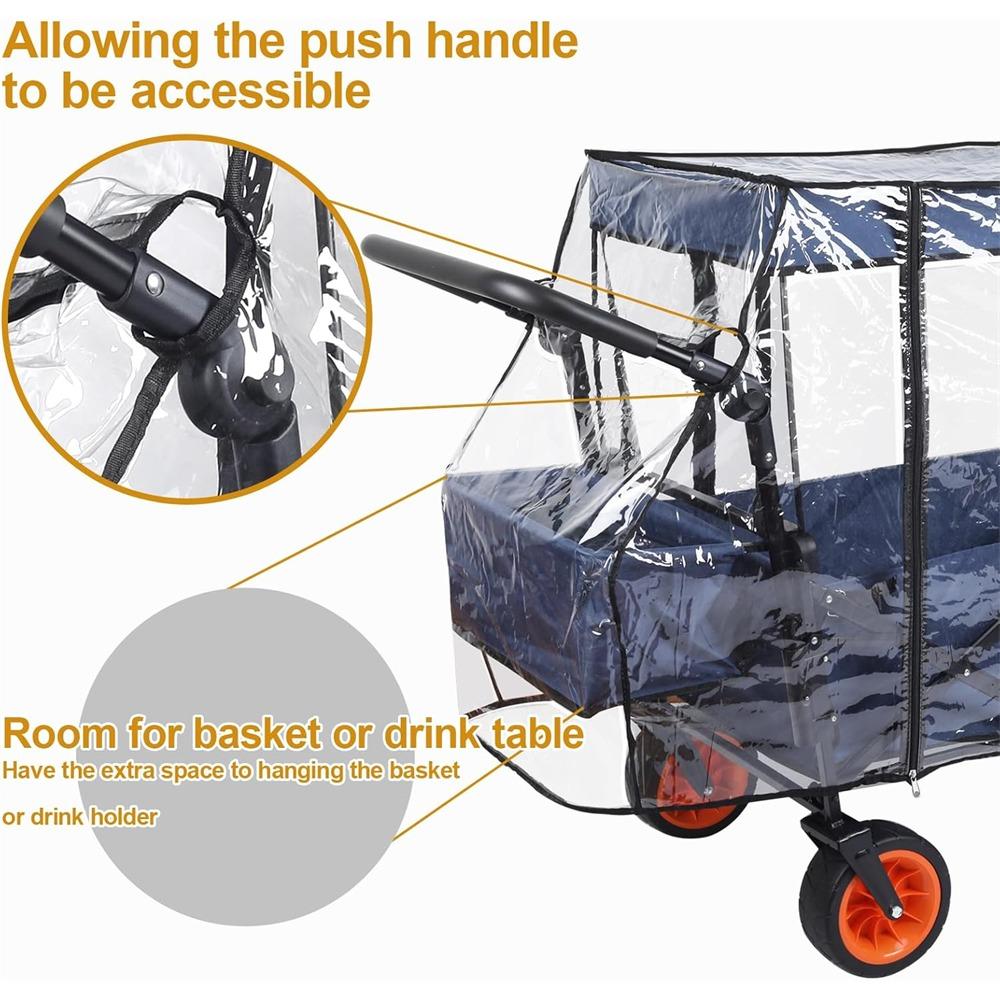 Rain Cover for Wagon, Wagon Rain Wind Cover Waterproof Push-Pull Wagon Rain Cover Canopy Folding Trolley Cart Accessories