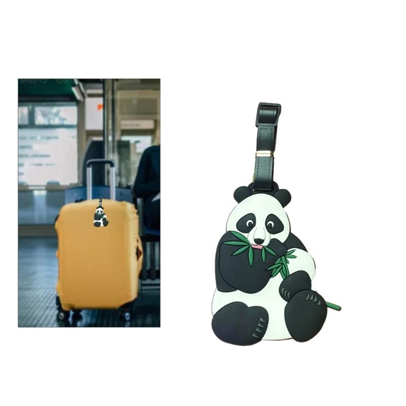 Suitcase Label Cartoon Pattern Luggage Baggage Backpack Soft Label with Strap Name ID Address Card Baggage Identifier