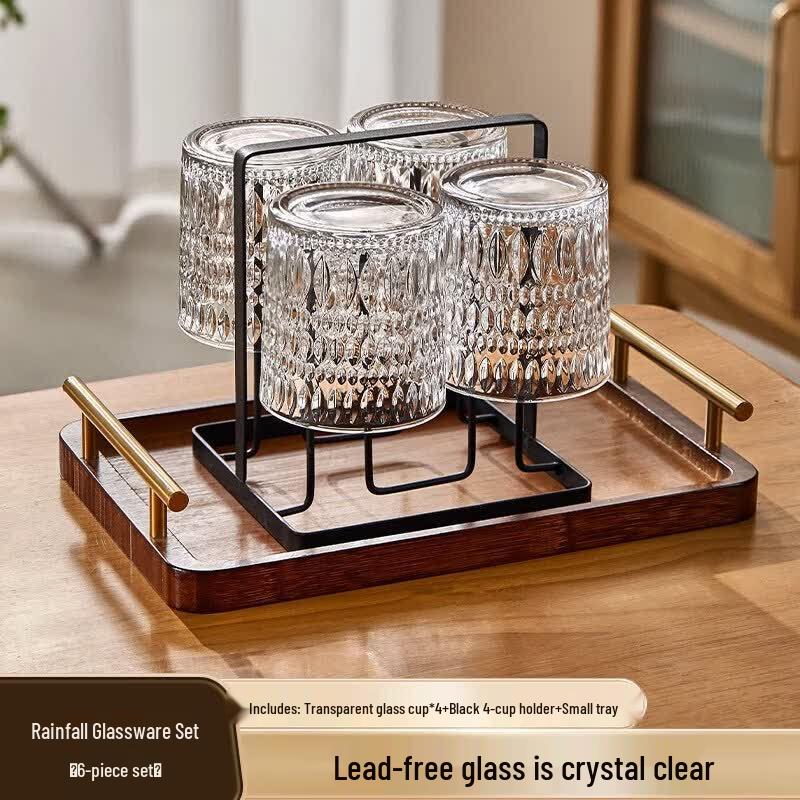 Light Luxury Star Embossed Glass Drinking Tumbler
