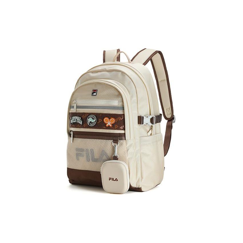 Fila Einfacher Mode-Stoffrucksack Damenrucksack Schwarz Löwenzahn-Lila Orientalisch-Weiß F13W419161F