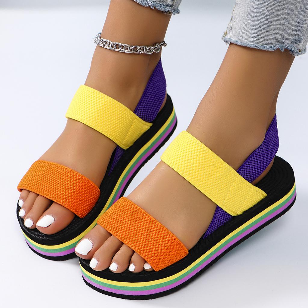 New Women's Fashion Trend Multi-color Bottom Matching Color Belt Non-slip Wear Comfortable Soft Soled Sandals