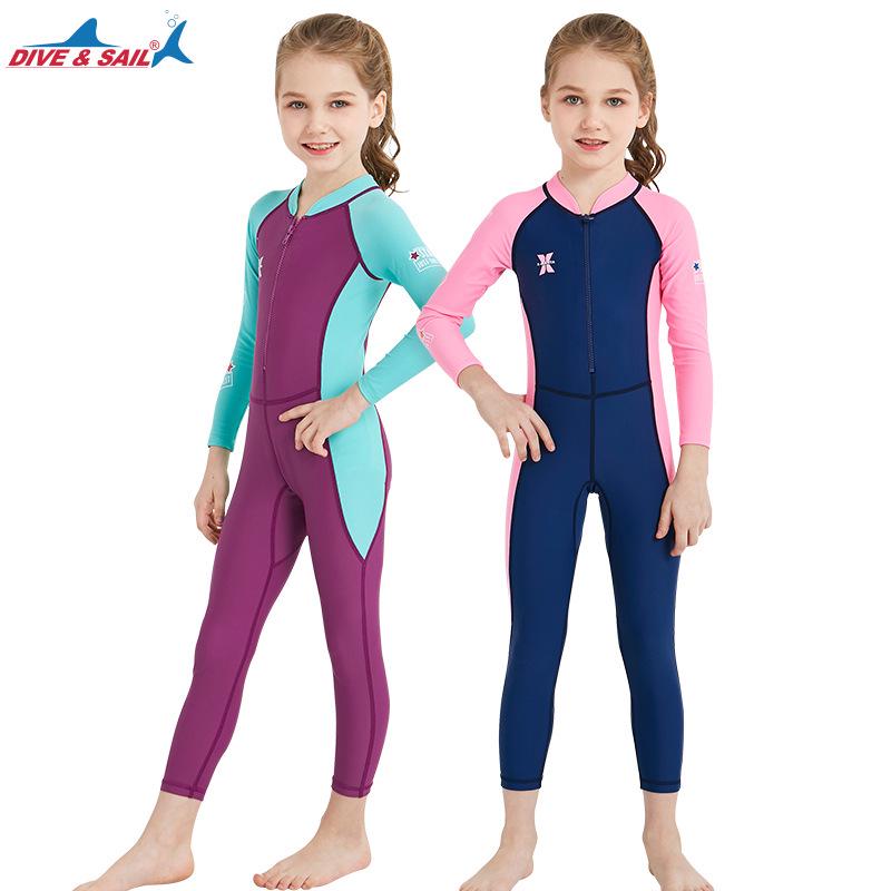 Children's Quick-Dry Long-Sleeve Swimsuit - Sun Protection, Summer One-Piece Dive Suit for Kids