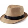Vintage Curled Edge Gentleman Straw Hat Men's Ladies Outdoor Beach Sun Hat Summer Top Hat British Jazz Hat