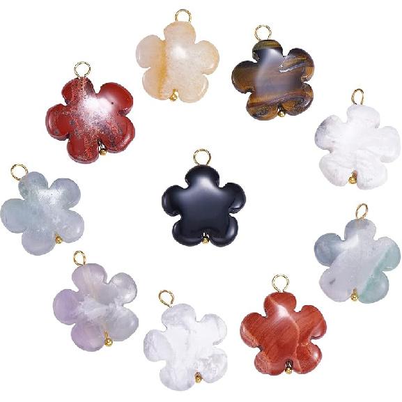 Ipotkitt 30 Pcs Natural Mixed Gemstone Connector Charms Sun Stone Charms Links Celestial Stone Charms for Jewelry Making DIY Craft Findings