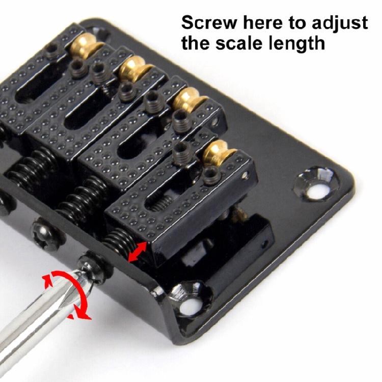 Electric Guitar Fixed Bridge, Zinc Alloy 4 String Guitar Bridge Roller Tailpiece