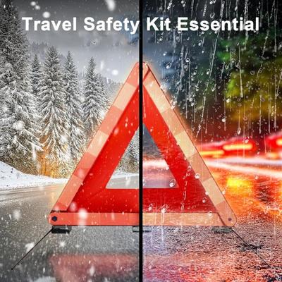 Automobilio įspėjamasis trikampis, patvirtintas ES, kompaktiškas, sulankstomas, atspindintis saugos trikampis, matomumas 200 m