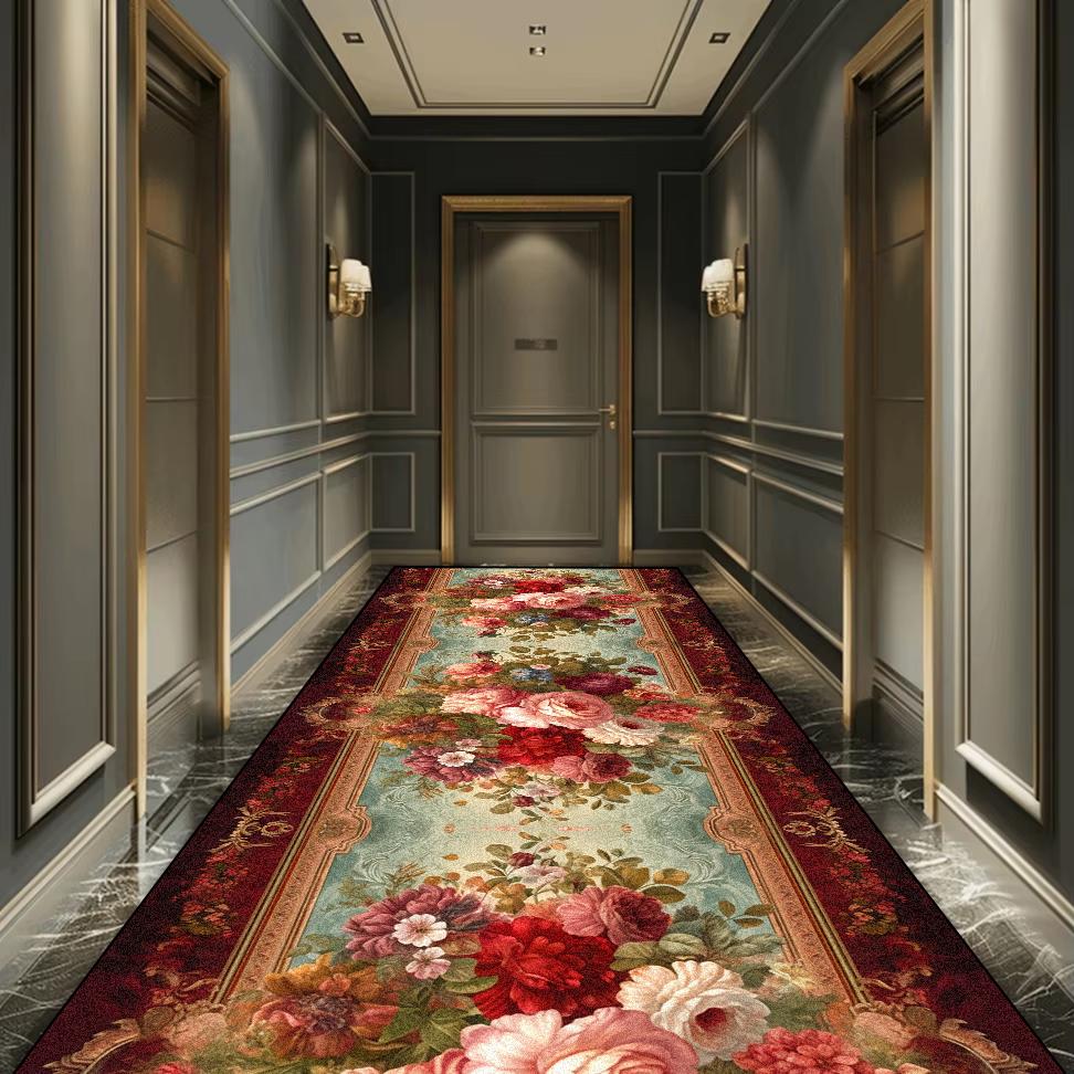Hochwertiger Luxus Europäischer Langer Flur Teppich Rutschfest Waschbar Flur Läufer Teppiche Treppenhaus Flur Dekoration Teppich Anpassbar
