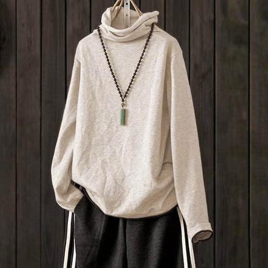 Mulheres Top Elegante Gola de Pelo Cor Sólida Camisetas Macias Confortáveis Manga Longa Pulôver para Outono Inverno