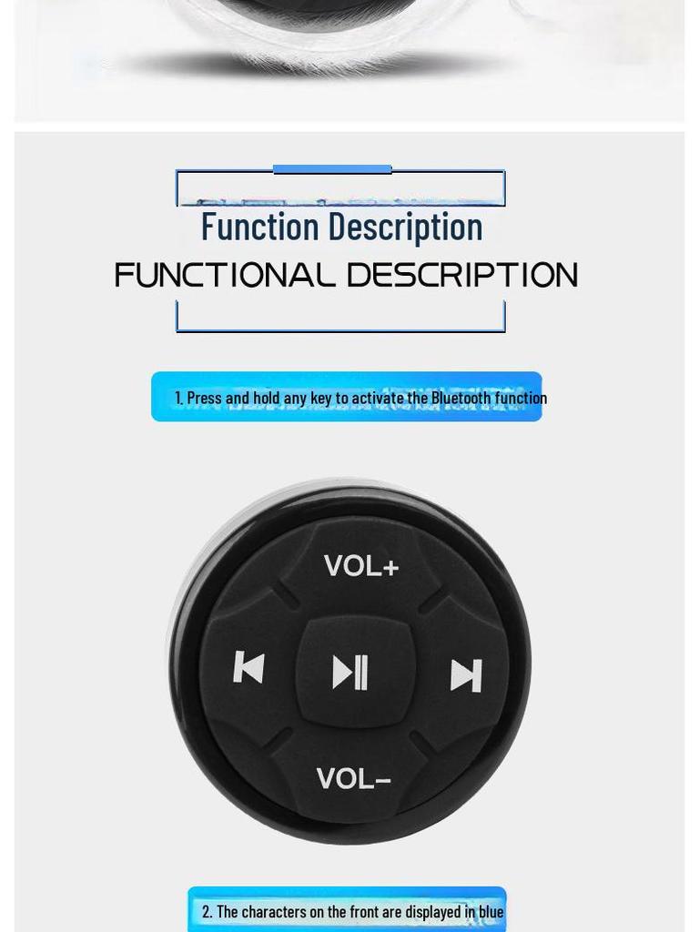 Universal Bluetooth Steering Wheel Control: Multi-Function Wireless Button for Volume Adjustment