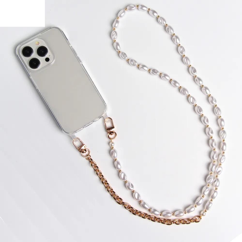 DIY Luxury Pearl Chain Crossbody Strap Shockproof Acrylic Lanyard Phone Case for iPhone 17 16 13 12 PRO 15 Pro Max X XS 7 8 Plus