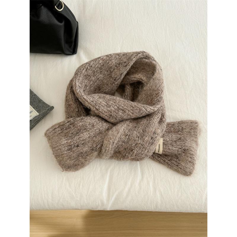 Colorblock Scarf for Women In Autumn and Winter New High End Warm Korean Style Versatile Knitted Hat Set Scarf