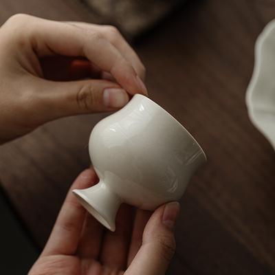 Grass and Wood Ash Ancient Mud High-footed Teacup Bergamot Tea Cup Imitation Song Master Cup  Tea Drinking Single Cup