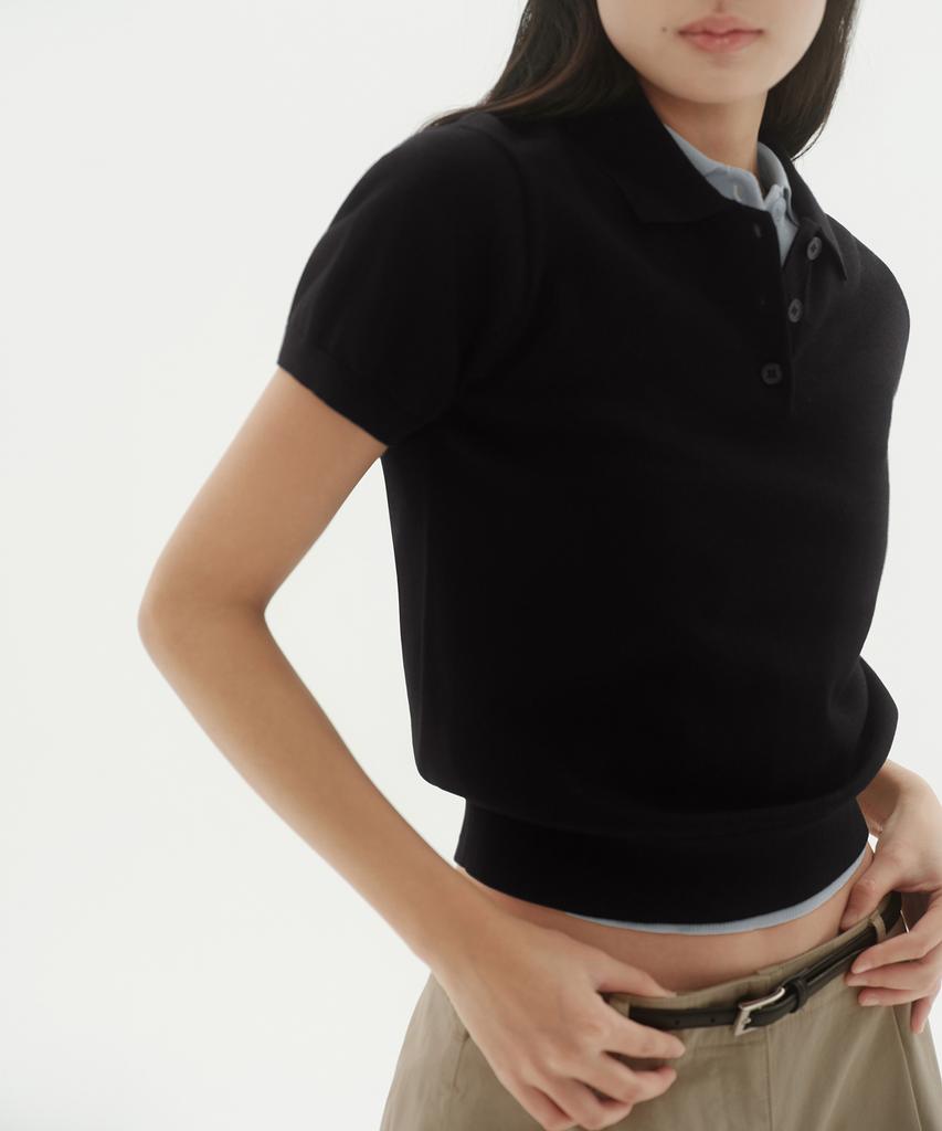 MUSINSA STANDARD WOMAN Women'S Washable Supima Cotton Knitted Polo Shirt [Black]
