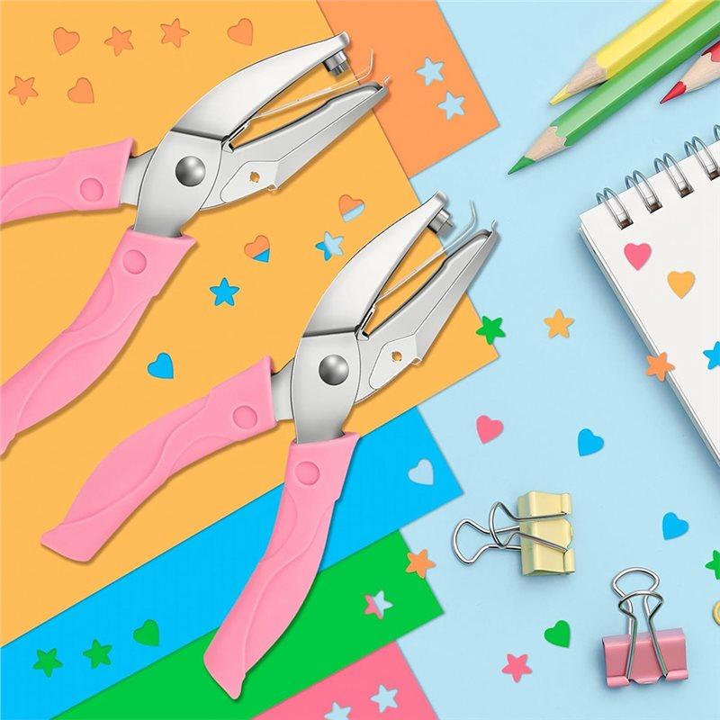 2025 Trend Handheld Hole Paper Punch Kit 4 Pcs Single Hole Punch Round Heart Star Punch Rubber Handled