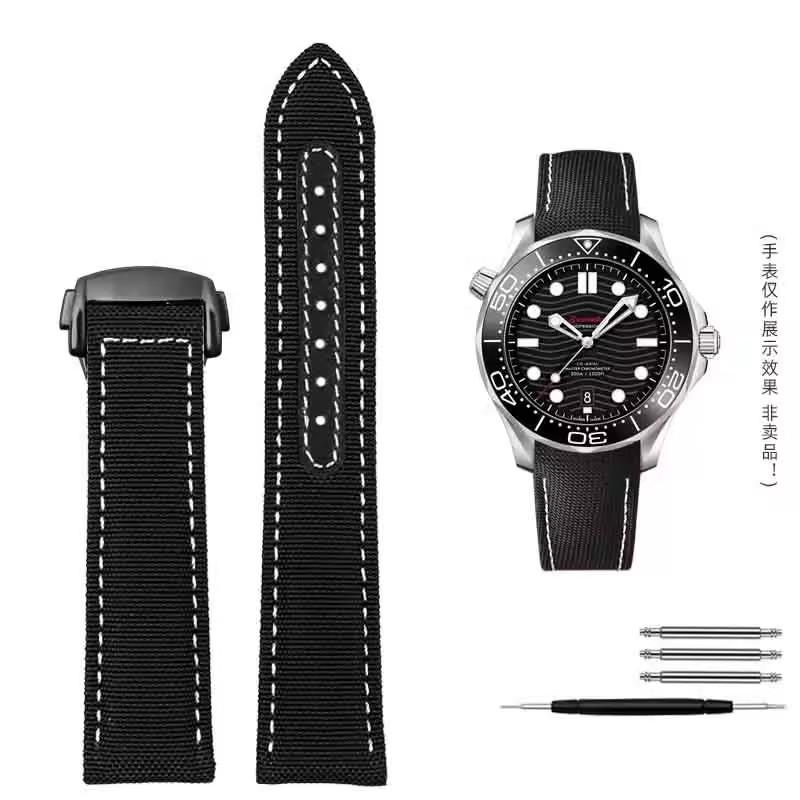 19mm 20mm Watch Band For Omega Speedmaster Snoopy 310 Canvas Cowhide Bottom Watch Strap New Seahorse AT150 Nylon Watch Straps