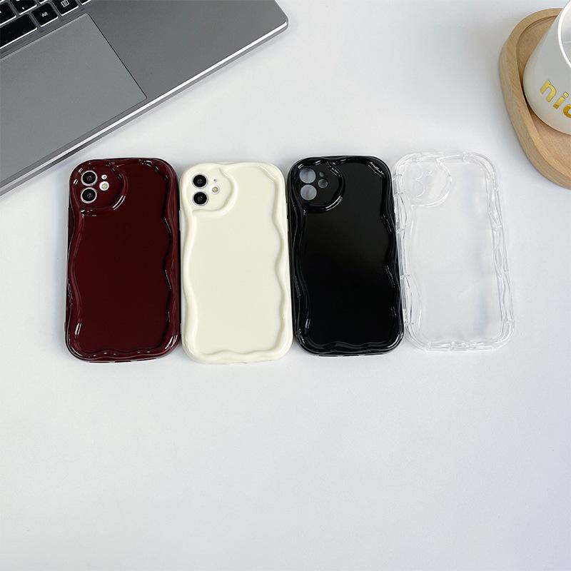Transparent Solid Color Silicone Mobile Phone Case For Iphone16Promax Fine Hole Cream Wind Apple 17 Anti-Drop 14 Soft