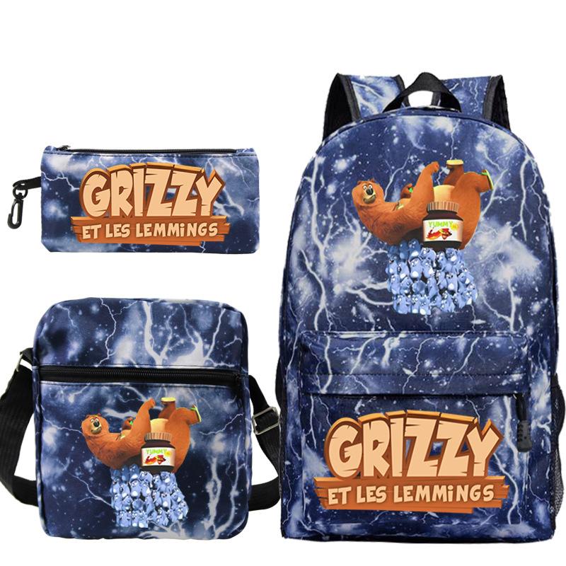 Printed primary and secondary school students backpack shoulder bag pencil bag three-piece combination
