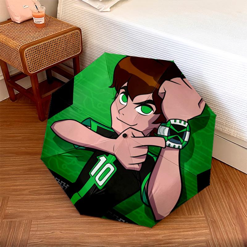 Ben 10  pattern, automatic folding umbrella, portable and foldable design, 8 ribs, a Christmas or birthday gift.