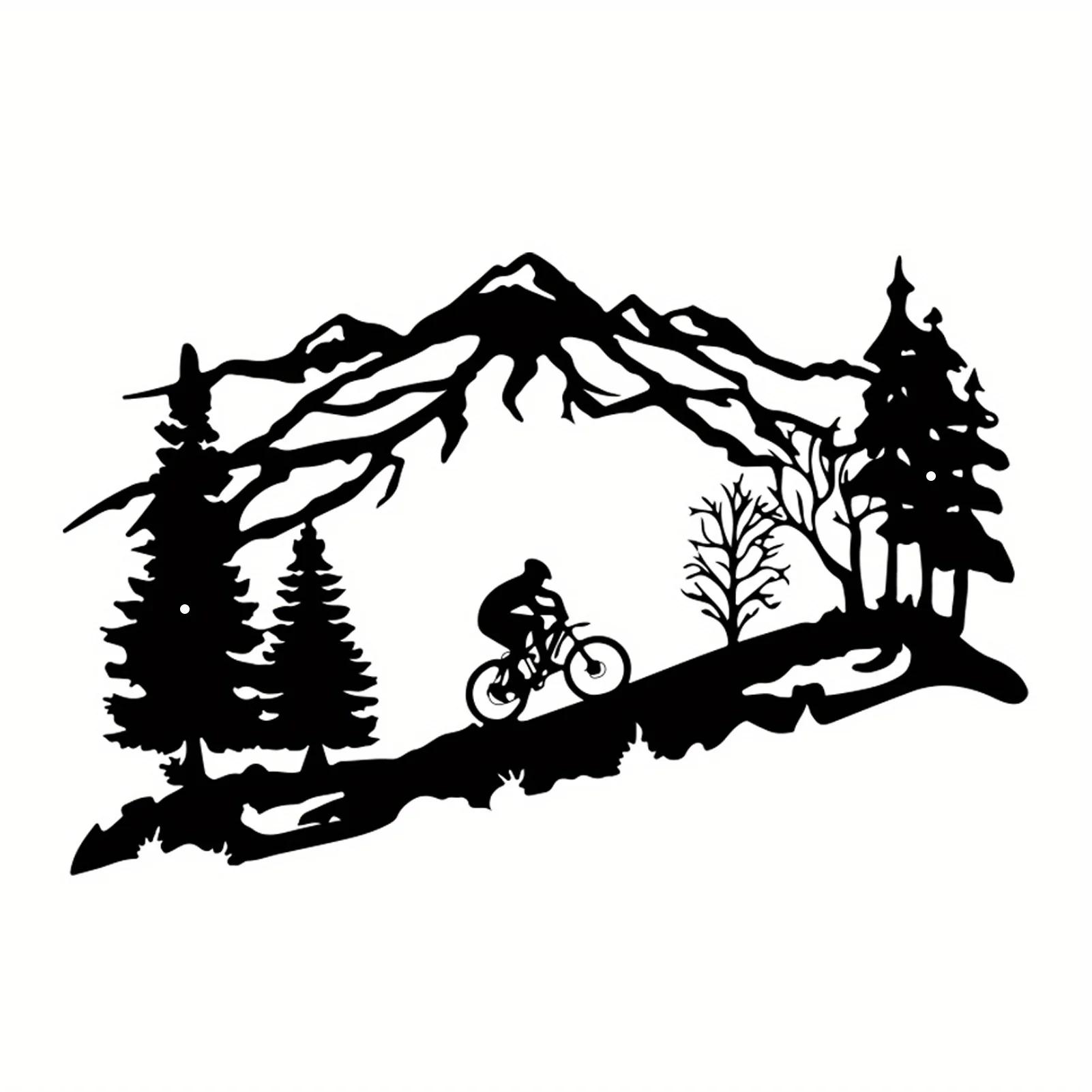 

Цельный постер из черного металла «Горный лес» — минималистский линейный рисунок для домашнего декора | Креативная настенная роспись и подвеска темные хаки