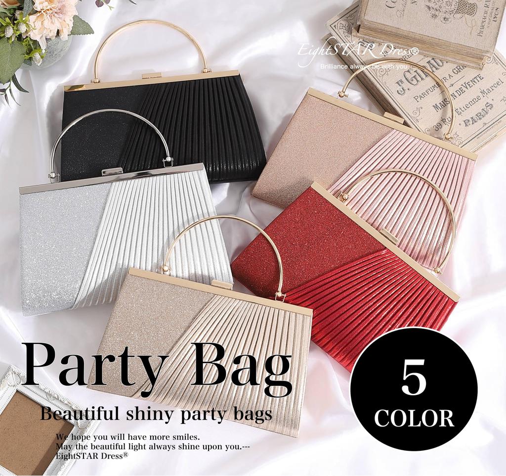 EightSTAR Dress Women's Party Bag, Perfect for Weddings, Guests, and Formal Occasions, Pleated Design, Elegant Handbag, Suitable for Women in Their