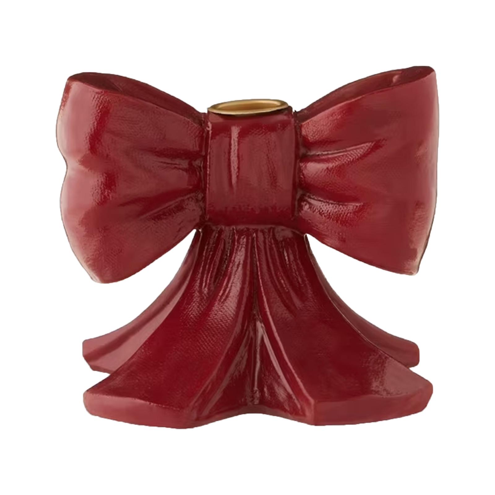 

Red Resin Bow Christmas Taper Candle Holder, 4.25in One Size