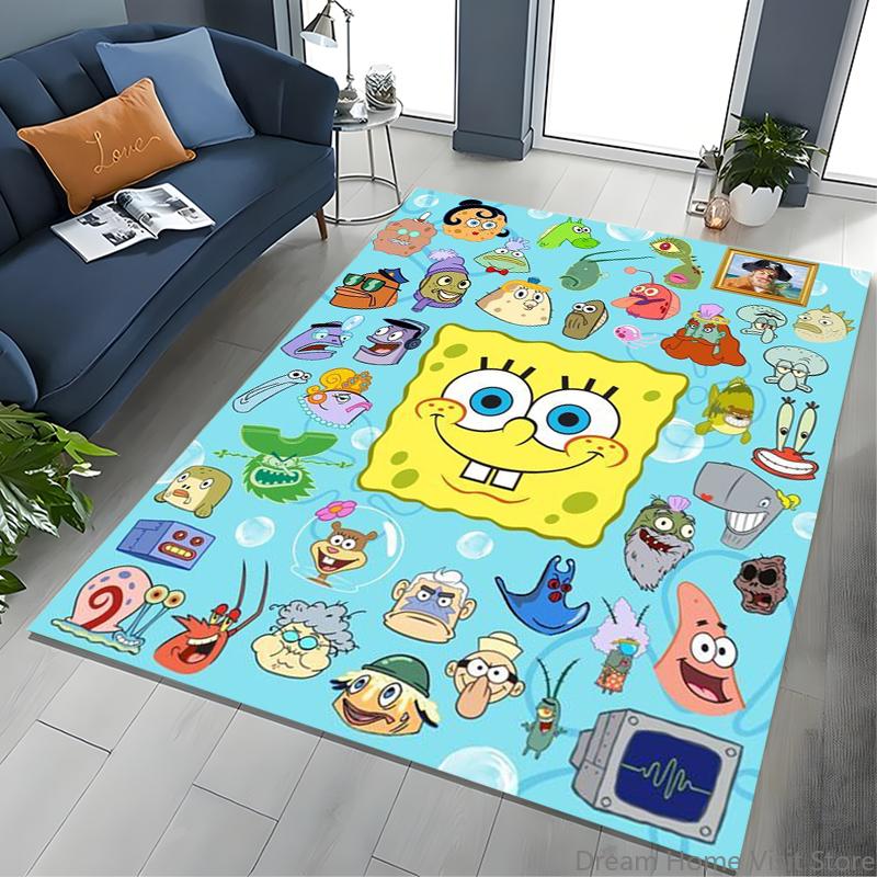 17 Styles Cartoon SpongeBob Print Area Rugs 3D Carpet for Home for Living Room Bedroom Sofa Decor Floor Kids Play Anti-Slip Mats