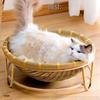 Cat Bed Bamboo Nest - All-Season, Cool Rattan Weave, Double Layer, Red Villa Design, Universal Fit