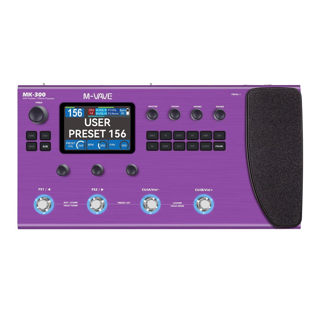 M-VAVE MK-300 Multi-Effects Pedal with Drum Machine & Volume Control for Guitar/Bass