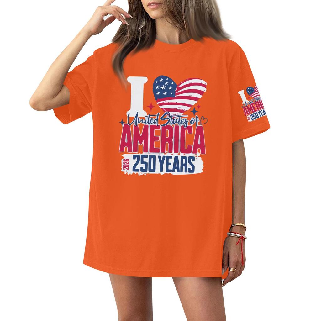 Damen Rundhals Bedrucktes Kurzarm T-Shirt Top