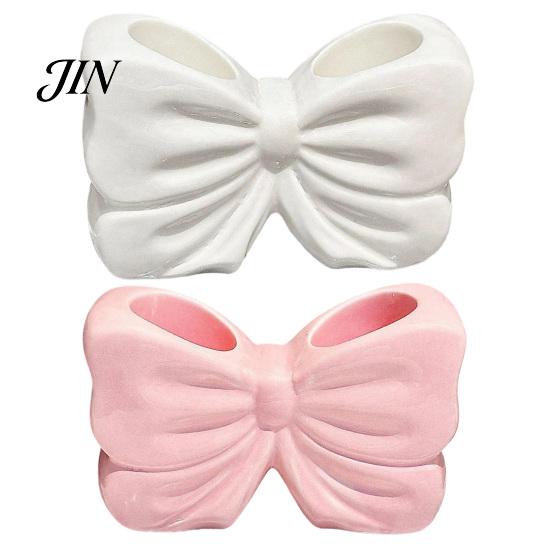 Double Hole Bathroom Holder 3D Printed Bow Toothbrush Holder, Adhesive Cup with Dual Holes for Toothpaste Storage Rack & Toothpaste, Cute Organizer