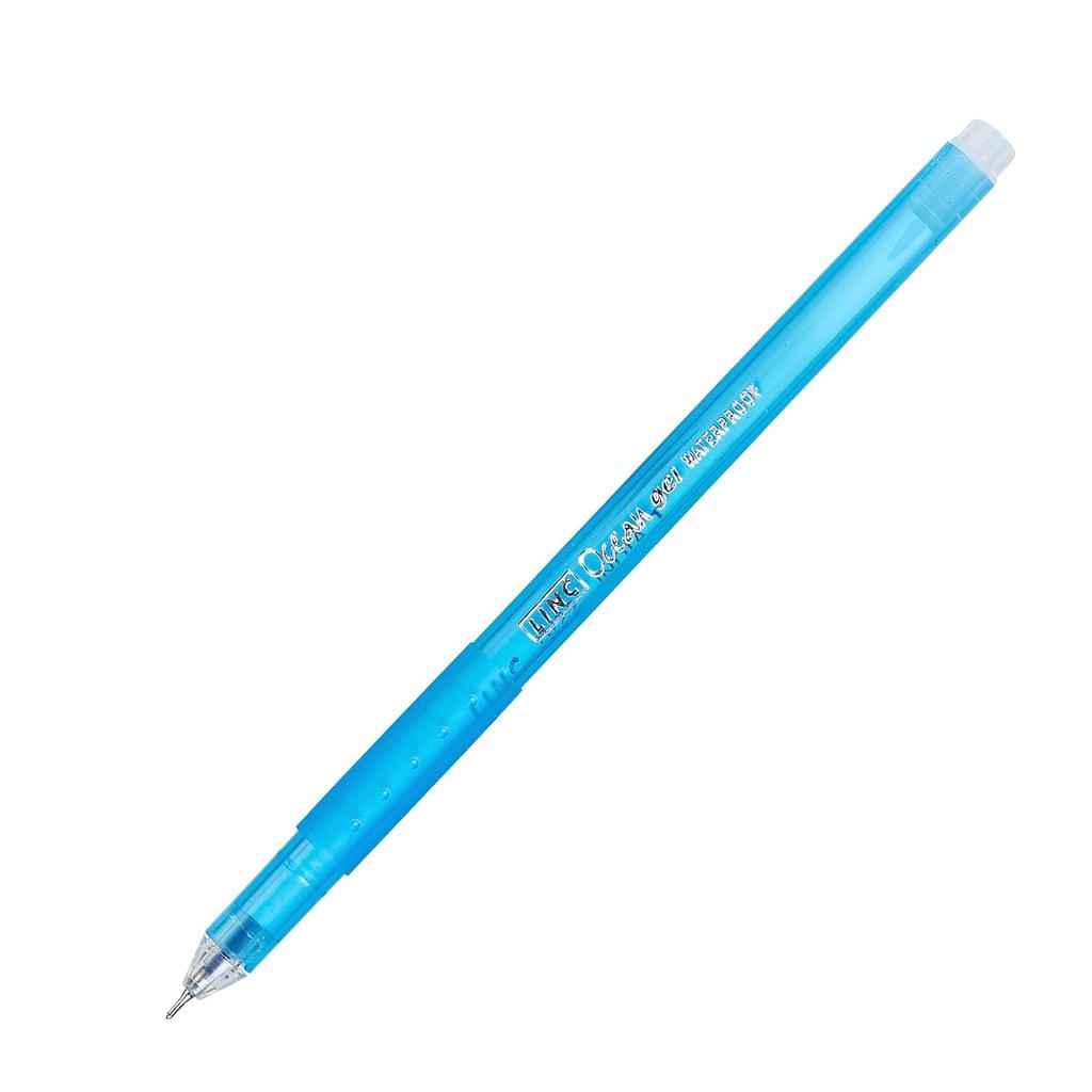 Długopis żelowy Linc Ocean Classic Opakowanie 1 x 10 szt. | 0,55 mm Niebieski tusz | Zatyczka na zatrzask do biura, szkoły i domu