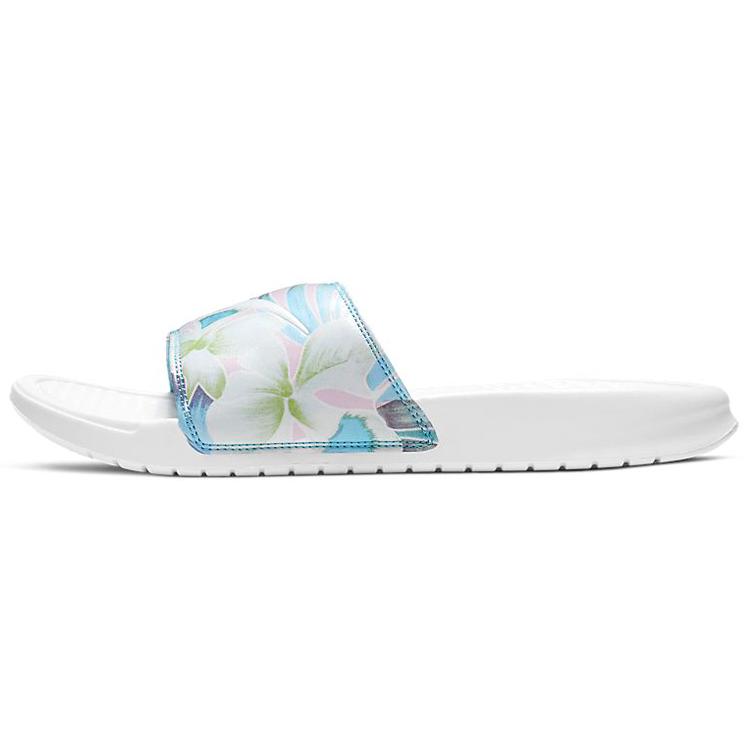 Nike Benassi Jdi Floral Flowers White Blue Slippers 'White Blue' Women's (Unisex) Slide Slippers 618919 115