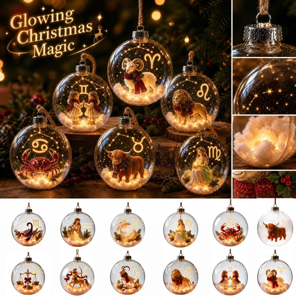 12 Pack Lighted Christmas Ornaments, Battery Operated Christmas Balls, Hanging Tree Decor with 3 Button Cell Batteries,