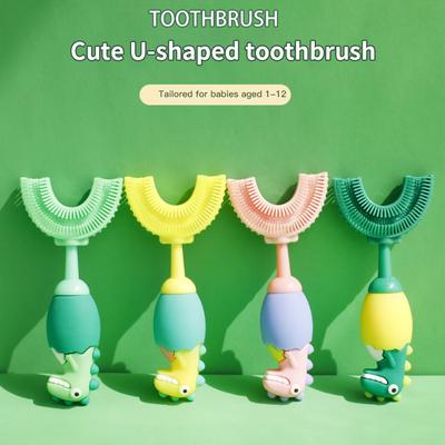 U-Shape Toothbrush Manual Kids Toothbrush Teeth Cleaning Tool Soft Silicone Teeth Whitening Cleaning Tool Cartoon Oral Brush