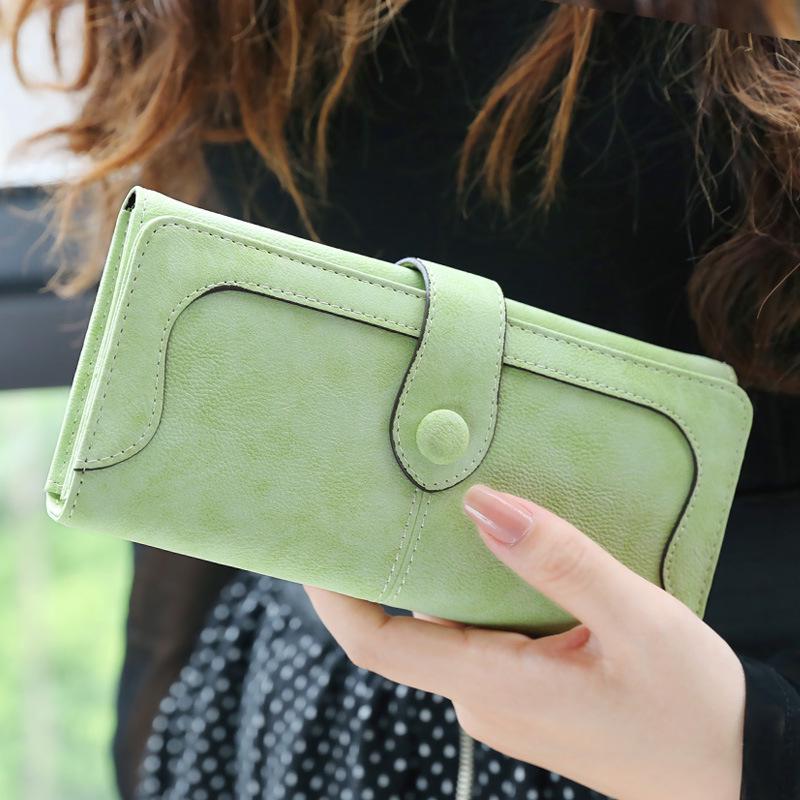 2025 Korean Style Retro Long Zipper Wallet - Women's Frosted Purse & Phone Holder