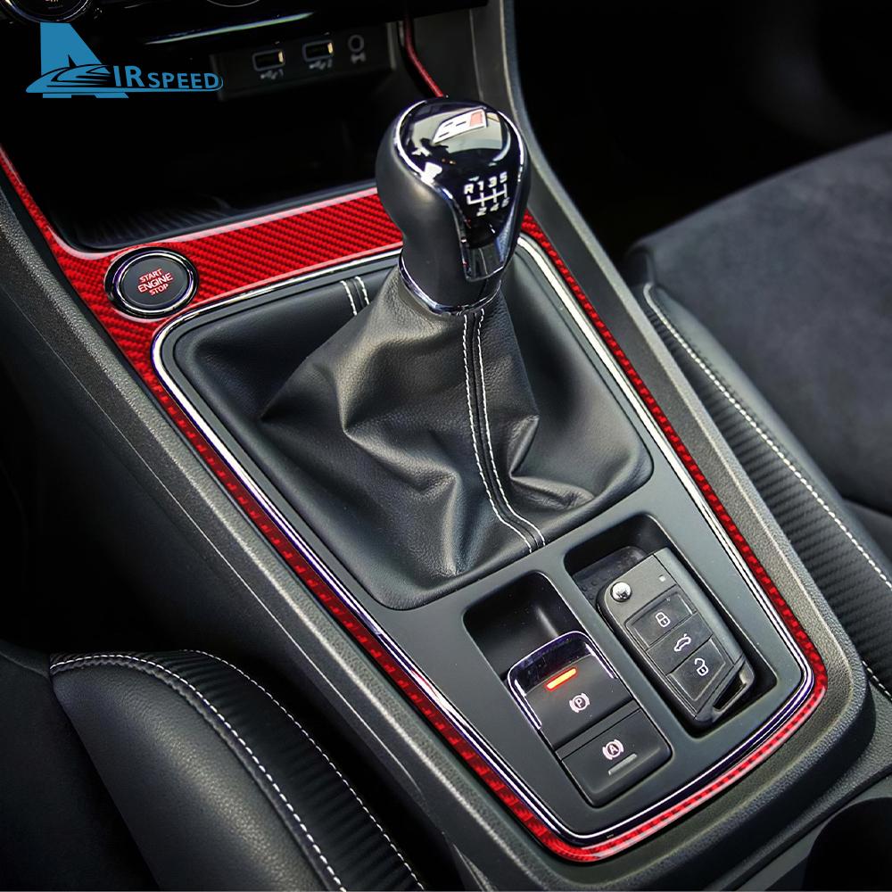 Real Soft Carbon Fiber Sticker For Seat Leon 2017 2018 2019 LHD RHD Car Gear Shift Outer Frame Panel Trim Interior Accessories