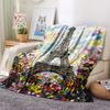 Paris Eiffel Tower Print Flannel Blanket, High quality Comfortable for All Seasons, Home Decor, Warmth and Comfort, Perfect for Christmas Gifts98
