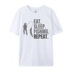 Eat Sleep Fish Repeat Tshirt Cotton Fabric Tops Tees for Men Print Tshirts Normal Faddish ONeck TeeShirt