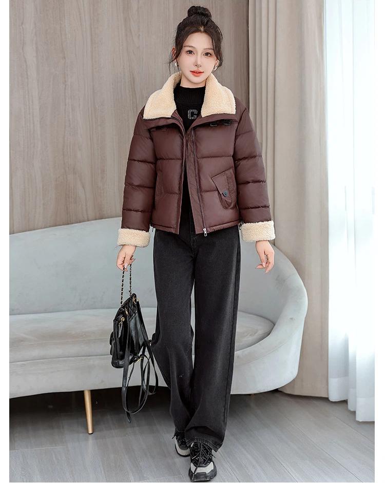Women’s Short Lamb Wool Lapel  Winter Jacket