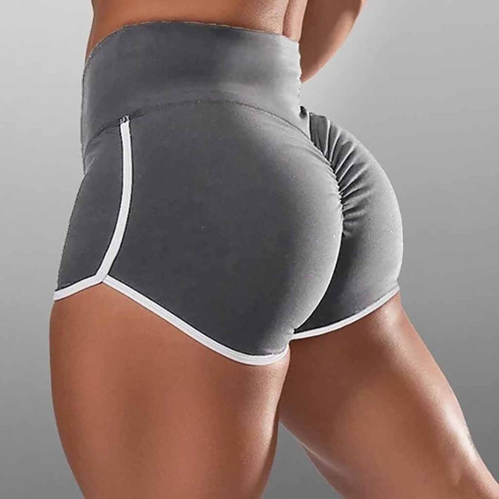 Women's Fashion Big Size Sexy Solid Color High Waist Sports Running Tight Hip Lifting Shorts
