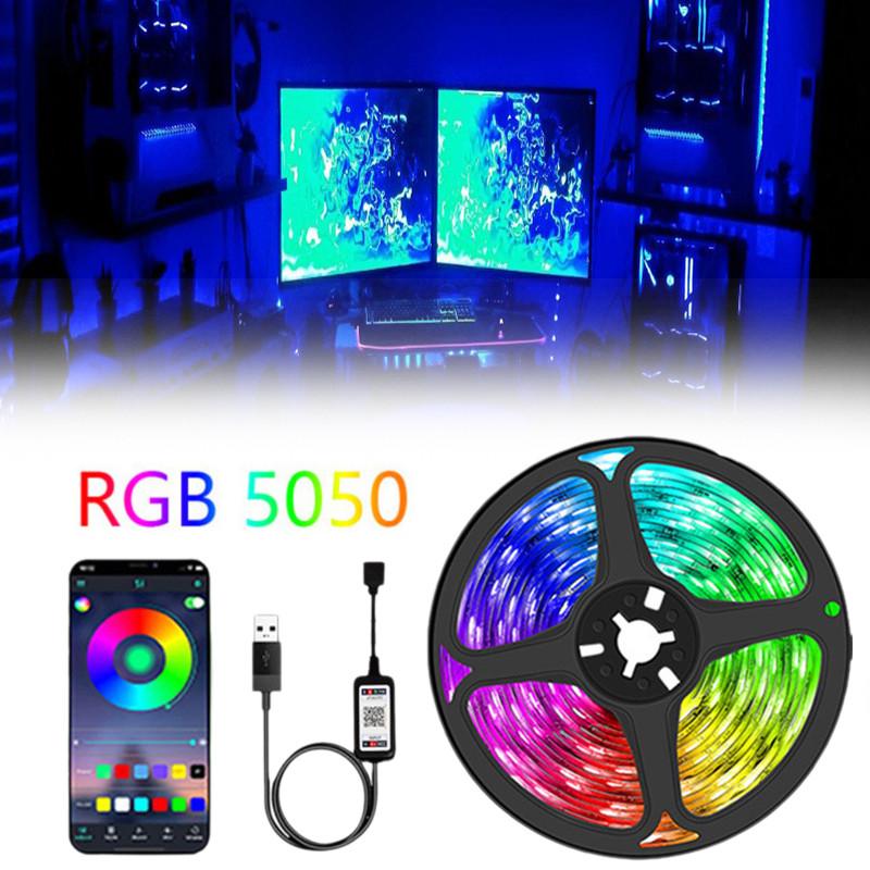 Backlights Tv Led 3m Rgb 5050 Colour Changing Strip Light Bluetooth Control Usb