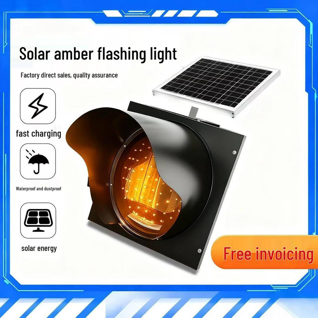 Solar Yellow-Red Flashing Intersection & School Traffic Signal Light for Vehicle Safety