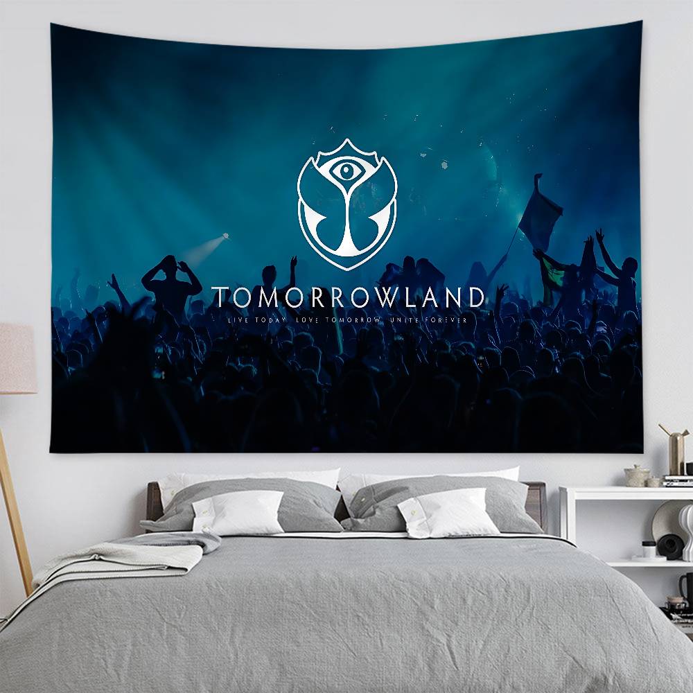 TTomorrowland Music Logo Printed Large Wall Tapestry Art Science Fiction Room Home Decor Decor Blanket