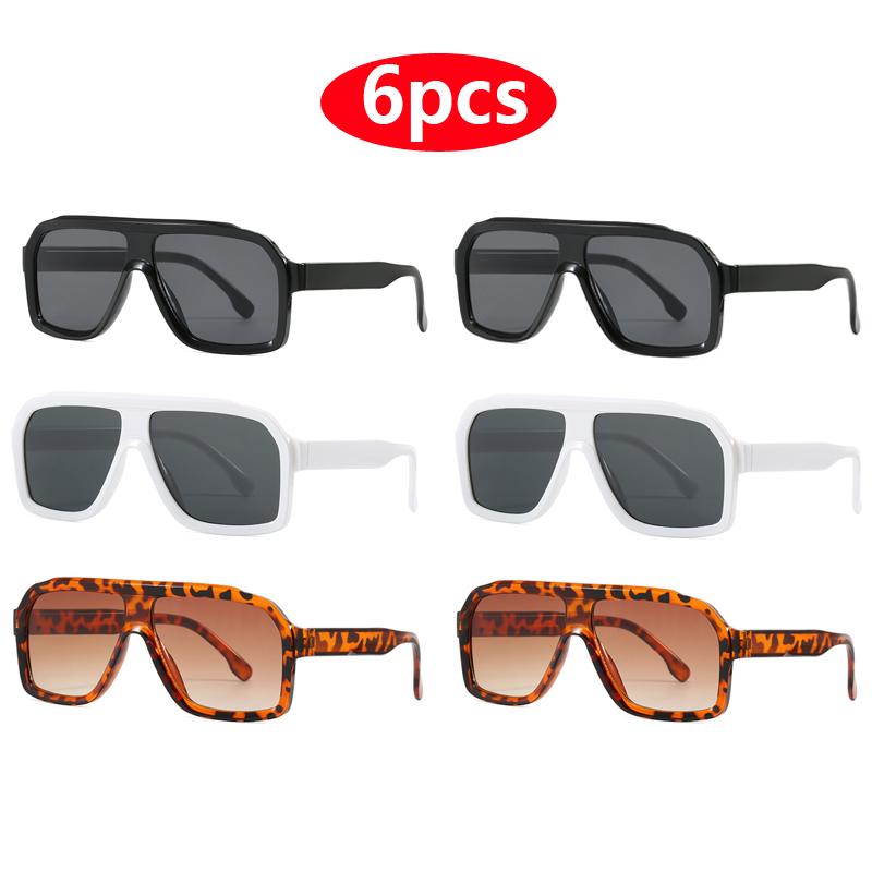 1/6pcs Vintage Square Sunglasses Women Men Thick Frame Brand Eyewear Fashion Chic Polygon Sun Glasses Black Shades