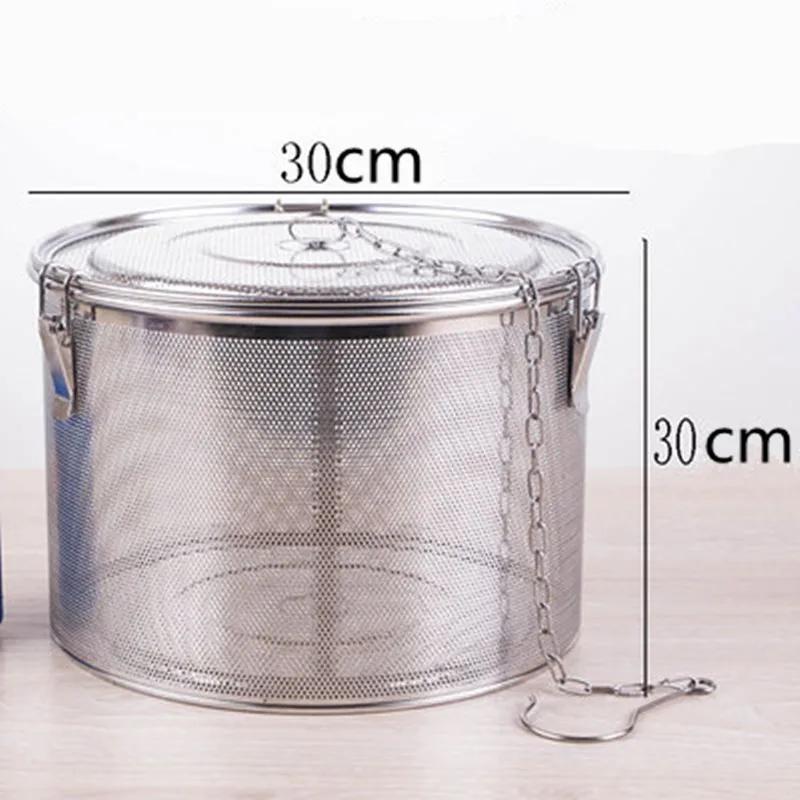 Big Stainless Steel Fine Mesh Strainer Gravy Soup Taste Spice Box Basket Brine Hot Pot Slag Separation Colander Strainers Basket