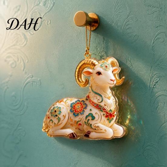 Holiday Atmosphere Enhancement Ornament 2D Acrylic Goat Christmas Ornament, Cute Animal Sheep Hanging Decor for Elegant Home Party Decoration