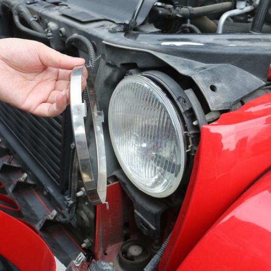 7" Car Headlight Mounting Ring Trim Bracket for Jeep Wrangler JK 07-17 Iron